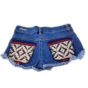 P.S. Erin Wasson Shorts womens embroidered back pockets distressed jean 24